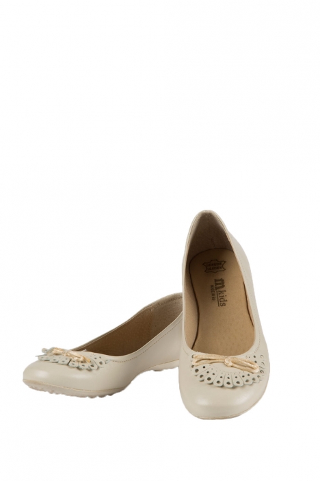 *Bt 6026F2E Kifidis Melania Çocuk Babet Hakiki Deri 30-38 Bej / Beige