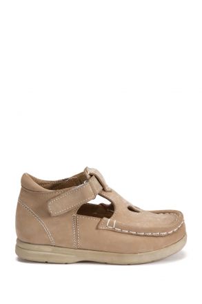 604 Kalite Çocuk Ayakkabı (Velkrolu) 25-30 Nubuk Bej / Nubuck Beige