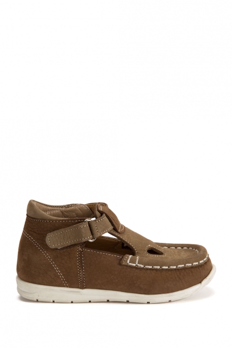 604 Kalite Çocuk Ayakkabı (Velkrolu) 25-30 Nubuk Taba - Bej / Nubuck Taba - Beige
