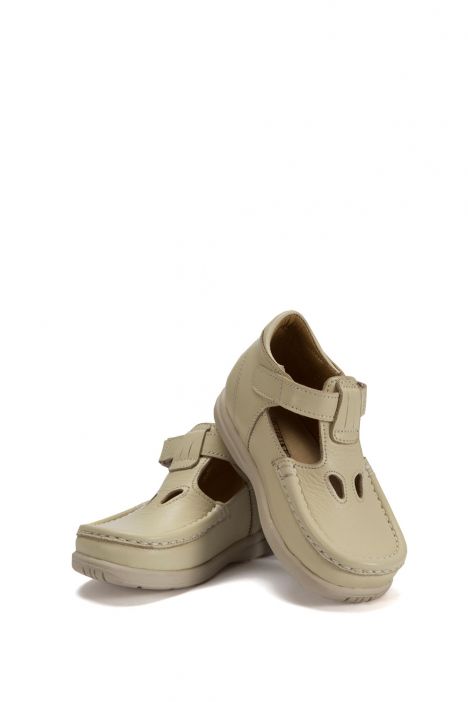 604 Kalite İlk Adım Çocuk Ayakkabısı (Velkrolu) 19-24 Bej / Beige