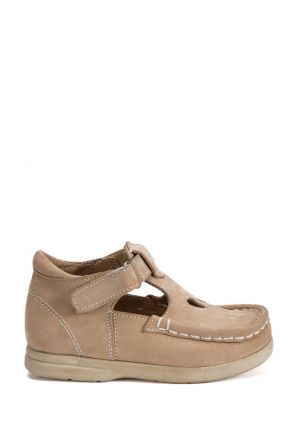 604 Kalite İlk Adım Çocuk Ayakkabısı (Velkrolu) 19-24 Nubuk Bej / Nubuck Beige