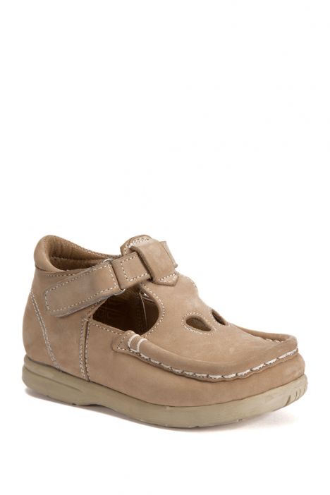 604 Kalite İlk Adım Çocuk Ayakkabısı (Velkrolu) 19-24 Nubuk Bej / Nubuck Beige
