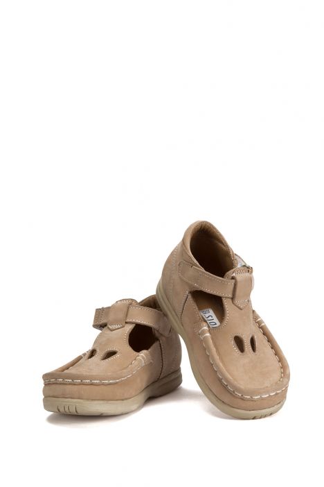604 Kalite İlk Adım Çocuk Ayakkabısı (Velkrolu) 19-24 Nubuk Bej / Nubuck Beige