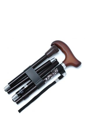 606SAW Kifidis Taşlı Katlanır Baston 9032-4 Siyah Desenli