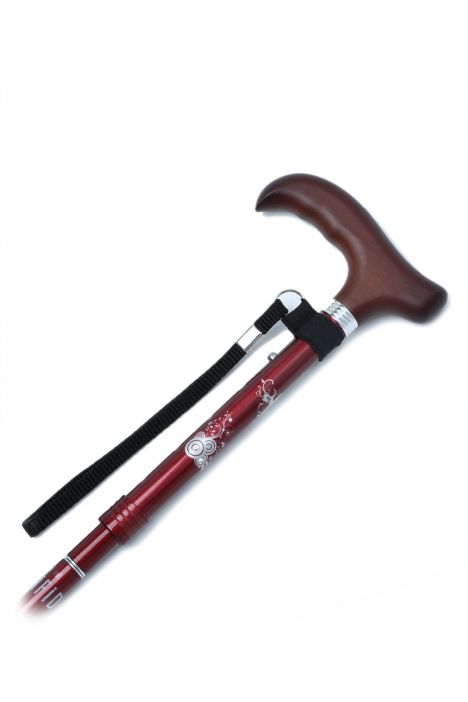 606SAW Kifidis Taşlı Katlanır Baston 9030-1 Bordo Desenli