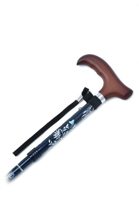 606SAW Kifidis Taşlı Katlanır Baston 9033-2 Lacivert Desenli