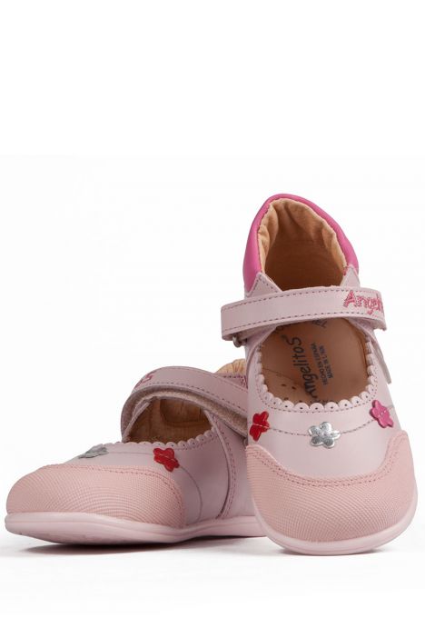 609 Kifidis Angel Hakiki Deri İlk Adım Ayakkabı 19-24 Pembe / Rosa