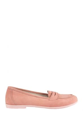 *Bt 6143F2E Kifidis Melania Hakiki Deri Çocuk Loafer Ayakkabı 30-37 Nubuk Pembe / Nubuck Rosa