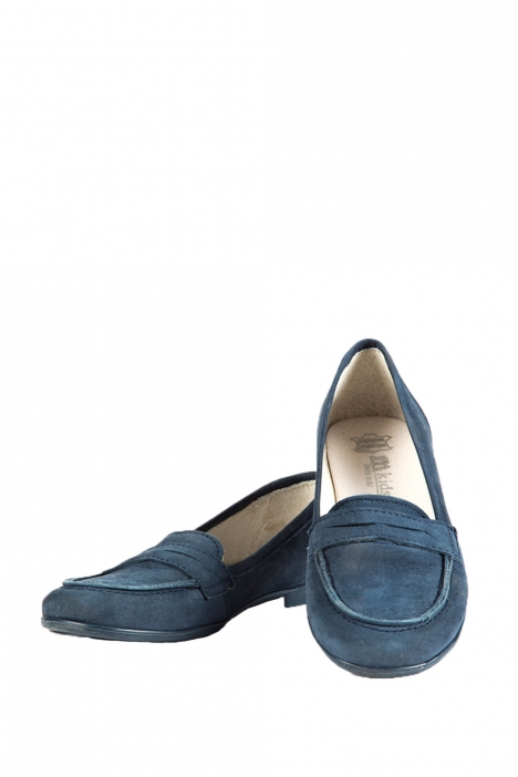 *Bt 6143F2E Kifidis Melania Hakiki Deri Çocuk Loafer Ayakkabı 30-37 Nubuk Mavi / Nubuck Blue