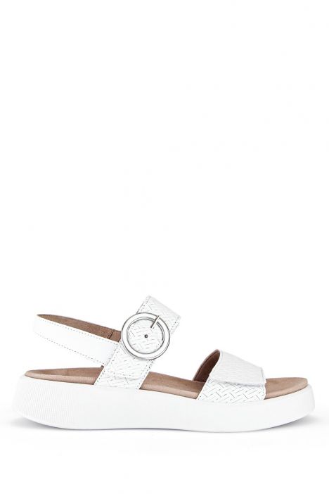 62863 Gabor Kadın Dolgu Topuklu Deri Sandalet 3.5-7.5 60 Beyaz/Flecht Twist/Nappa weiss (silber/w)