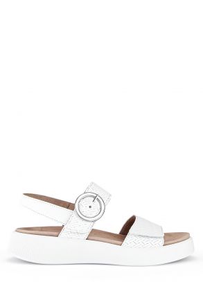 62863 Gabor Kadın Dolgu Topuklu Deri Sandalet 3.5-7.5 60 Beyaz/Flecht Twist/Nappa weiss (silber/w)