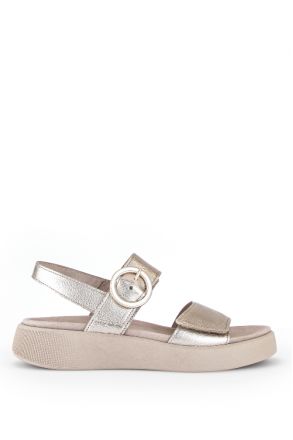 62863 Gabor Kadın Dolgu Topuklu Deri Sandalet 3.5-7.5 62 Metalik/Metal Cervo puder (goldmatt/w)