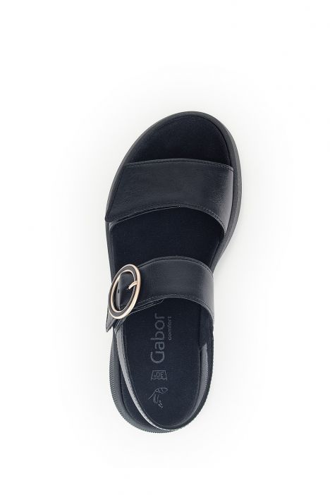 62863 Gabor Kadın Dolgu Topuklu Deri Sandalet 3.5-7.5 57 Siyah/Nappa schwarz(goldmatt/s)