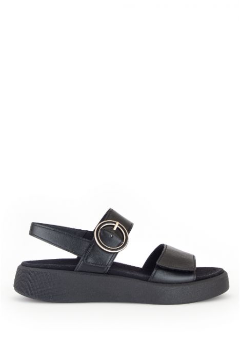 62863 Gabor Kadın Dolgu Topuklu Deri Sandalet 3.5-7.5 57 Siyah/Nappa schwarz(goldmatt/s)