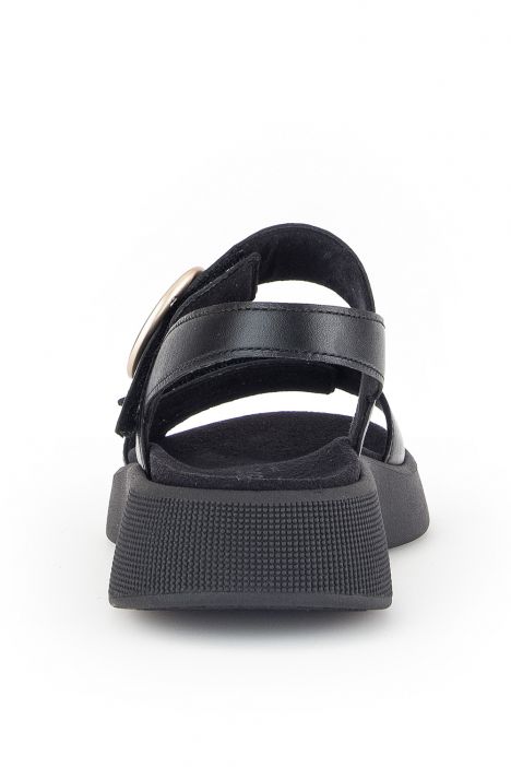 62863 Gabor Kadın Dolgu Topuklu Deri Sandalet 3.5-7.5 57 Siyah/Nappa schwarz(goldmatt/s)