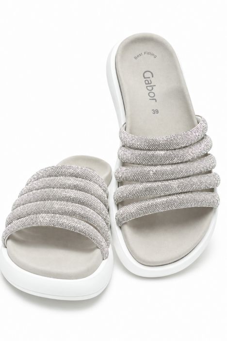 63752 Gabor Kadın Taşlı Anatomik Terlik 36-41 81 Gümüş/Strass HT, kristall