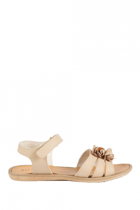 *Bt 6436F4 Kifidis Melania Hakiki Deri Çocuk Sandalet 31-37 Bej / Beige