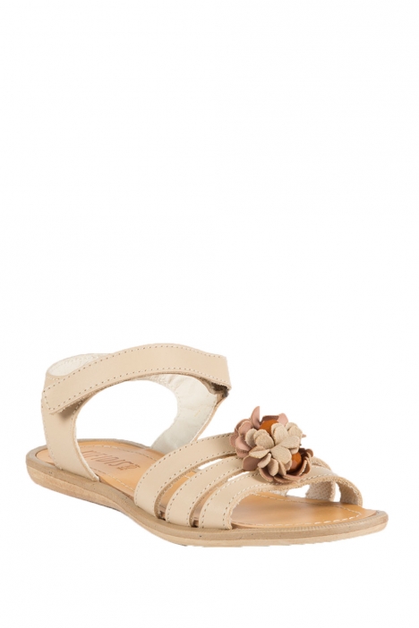 *Bt 6436F4 Kifidis Melania Hakiki Deri Çocuk Sandalet 31-37 Bej / Beige