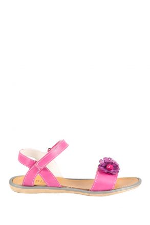 *Bt 6449F4 Kifidis Melania Hakiki Deri Çocuk Sandalet 31-37 Fuşya / Fuxia