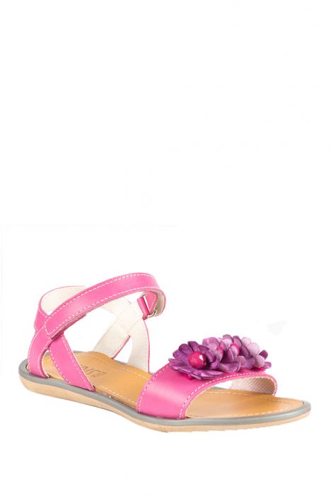 *Bt 6449F4 Kifidis Melania Hakiki Deri Çocuk Sandalet 31-37 Fuşya / Fuxia