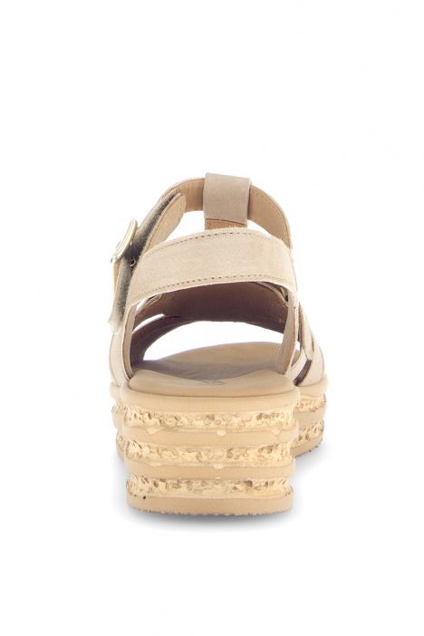 64552 Gabor Kadın Dolgu Topuklu Deri Sandalet 3.5-7.5 14 Karamel/Samtchevreau/Satin-caramel/gold