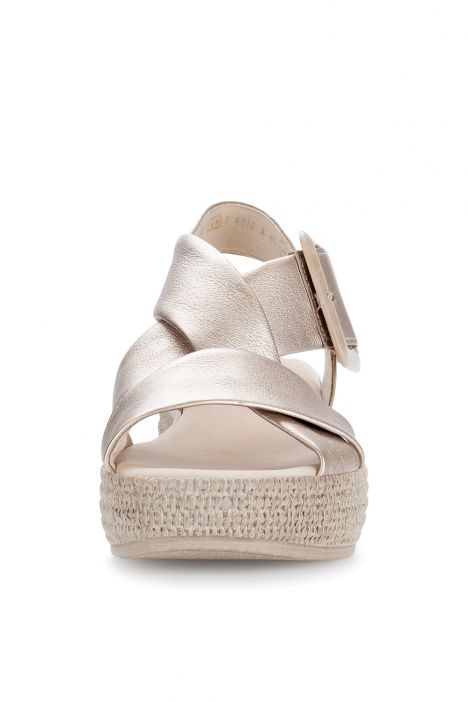 64572 Gabor Kadın Dolgu Topuklu Deri Sandalet 3.5-7.5 62 Metalik/Satin Met. puder