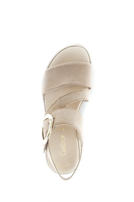 64627 Gabor Kadın Dolgu Topuklu Deri Sandalet 3.5-7.5 14 Karamel/Samtchevreau/Satin-caramel/gold