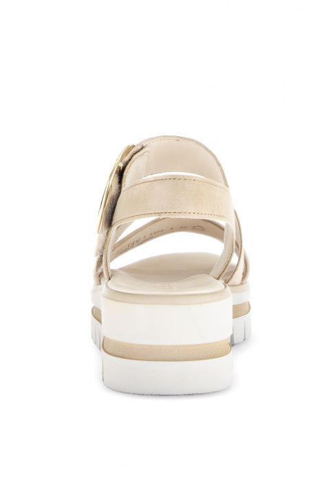64627 Gabor Kadın Dolgu Topuklu Deri Sandalet 3.5-7.5 14 Karamel/Samtchevreau/Satin-caramel/gold