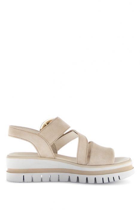 64627 Gabor Kadın Dolgu Topuklu Deri Sandalet 3.5-7.5 14 Karamel/Samtchevreau/Satin-caramel/gold