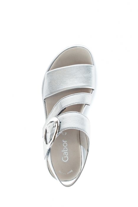 64627 Gabor Kadın Dolgu Topuklu Deri Sandalet 3.5-7.5 61 Gümüş/Satin Met. - silver
