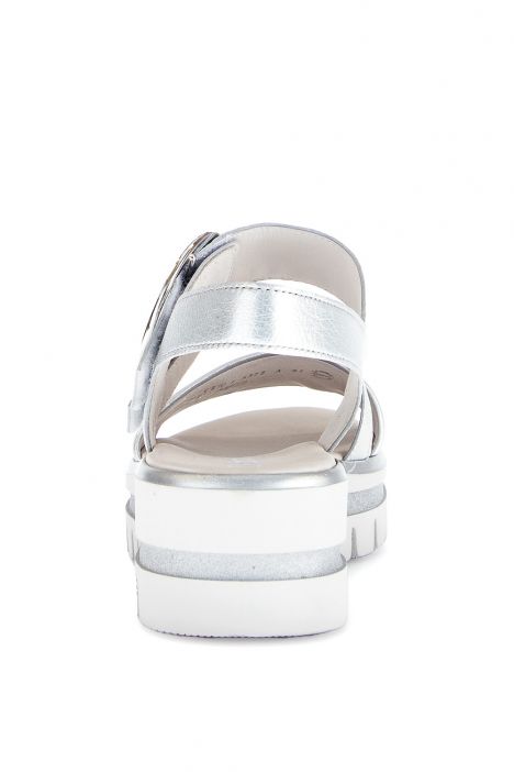 64627 Gabor Kadın Dolgu Topuklu Deri Sandalet 3.5-7.5 61 Gümüş/Satin Met. - silver