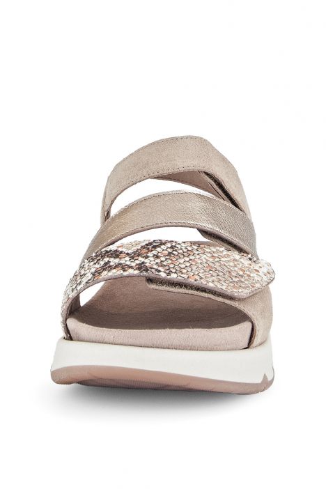 66882 Gabor Rolling Soft Kadın Yürüyüş Sandaleti 3.5-7.5 63 Vizon/Snake/CervoMt/Velour, pesca/puder/oasi
