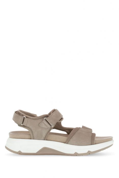 66889 Gabor Rolling Soft Kadın Yürüyüş Sandaleti 3.5-7.5 43 Bej/Soft Nubuk/Mesh leinen