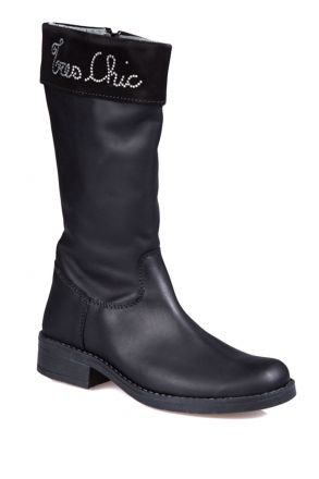 *Bt 6836F31 Kifidis Melania Hakiki Deri Çocuk Çizme 30-34 Siyah / Nero