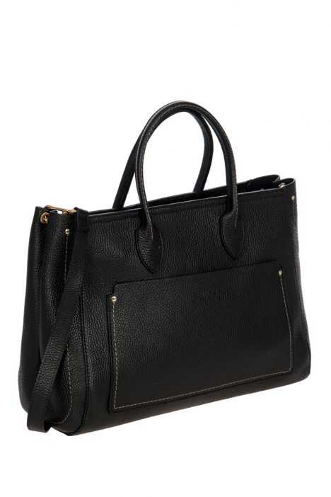 7502 Bric's Gondola Tulipano Deri El Çantası 38x27x15 cm Siyah/Black - 001