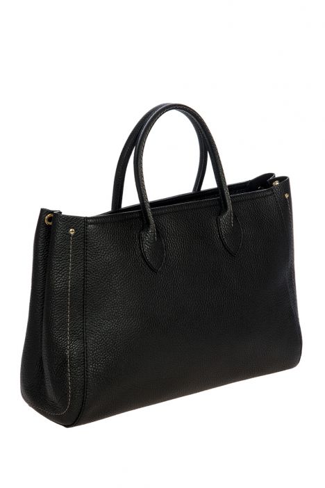 7502 Bric's Gondola Tulipano Deri El Çantası 38x27x15 cm Siyah/Black - 001