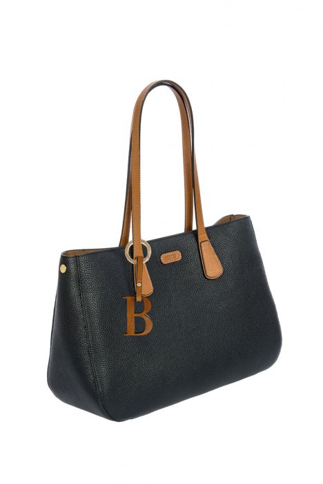 7539 Brics Perla Omuz Çantası 37x24x14 cm Black/Tan -902