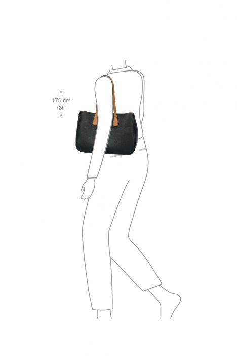 7539 Brics Perla Omuz Çantası 37x24x14 cm Black/Tan -902