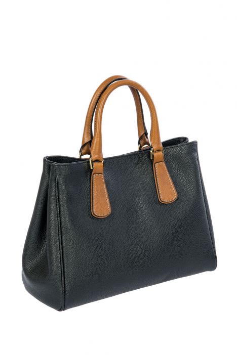 7566 Brics Perla El Çantası 33x24x14 cm Black/Tan -902