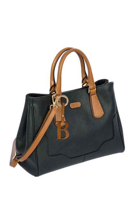 7566 Brics Perla El Çantası 33x24x14 cm Black/Tan -902