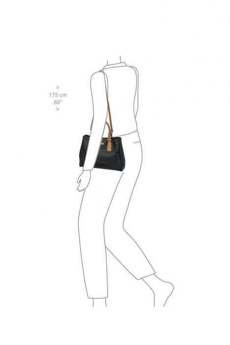 7566 Brics Perla El Çantası 33x24x14 cm Black/Tan -902