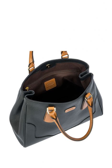 7566 Brics Perla El Çantası 33x24x14 cm Black/Tan -902