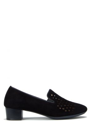 7631 Piyan Kadın Topuklu Ayakkabı 36-41 Siyah Süet / Black Suede