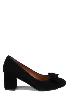 80191 Kifidis Fiyonklu Süet Topuklu Ayakkabı 36-41 Siyah Süet / Black Suede