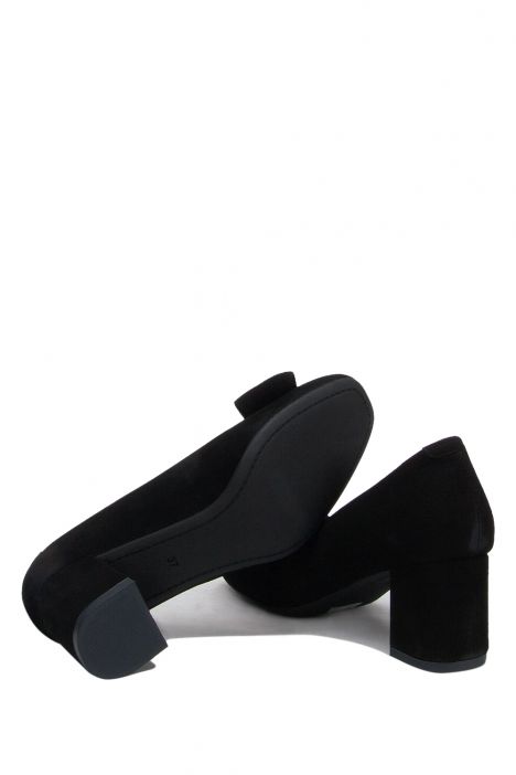 80191 Kifidis Fiyonklu Süet Topuklu Ayakkabı 36-41 Siyah Süet / Black Suede