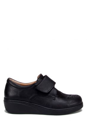 8287 Kifidis Kadın Cırtlı Deri Anatomik Ayakkabı 36-41 Siyah / Black - 130-453