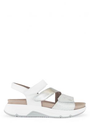 86882 Gabor Rolling Soft Kadın Anatomik Sandalet 3.5-7.5 51 Beyaz/FlechtM/Satin/Cervo silber/weiss