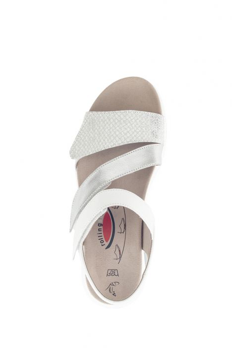 86882 Gabor Rolling Soft Kadın Anatomik Sandalet 3.5-7.5 51 Beyaz/FlechtM/Satin/Cervo silber/weiss