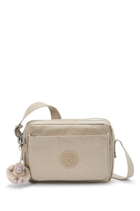 Kipling ABANU M Orta Boy Omuz Çantası 17x24x9 cm Sign Beige Emb