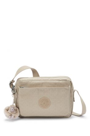 Kipling ABANU M Orta Boy Omuz Çantası 17x24x9 cm Sign Beige Emb